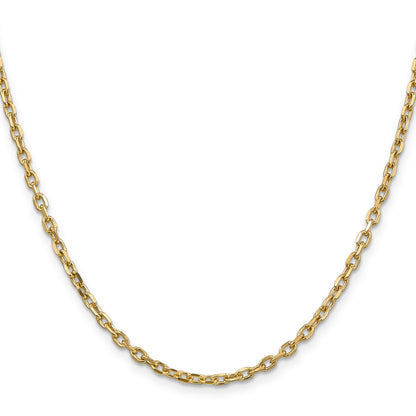 14K 30 inch 3mm Diamond-cut Round Open Link Cable with Lobster Clasp Chain