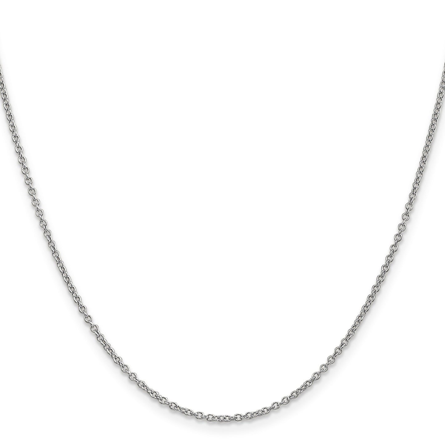 14K White Gold 24 inch 1.4mm Round Open Wide Link Cable with Lobster Clasp Chain