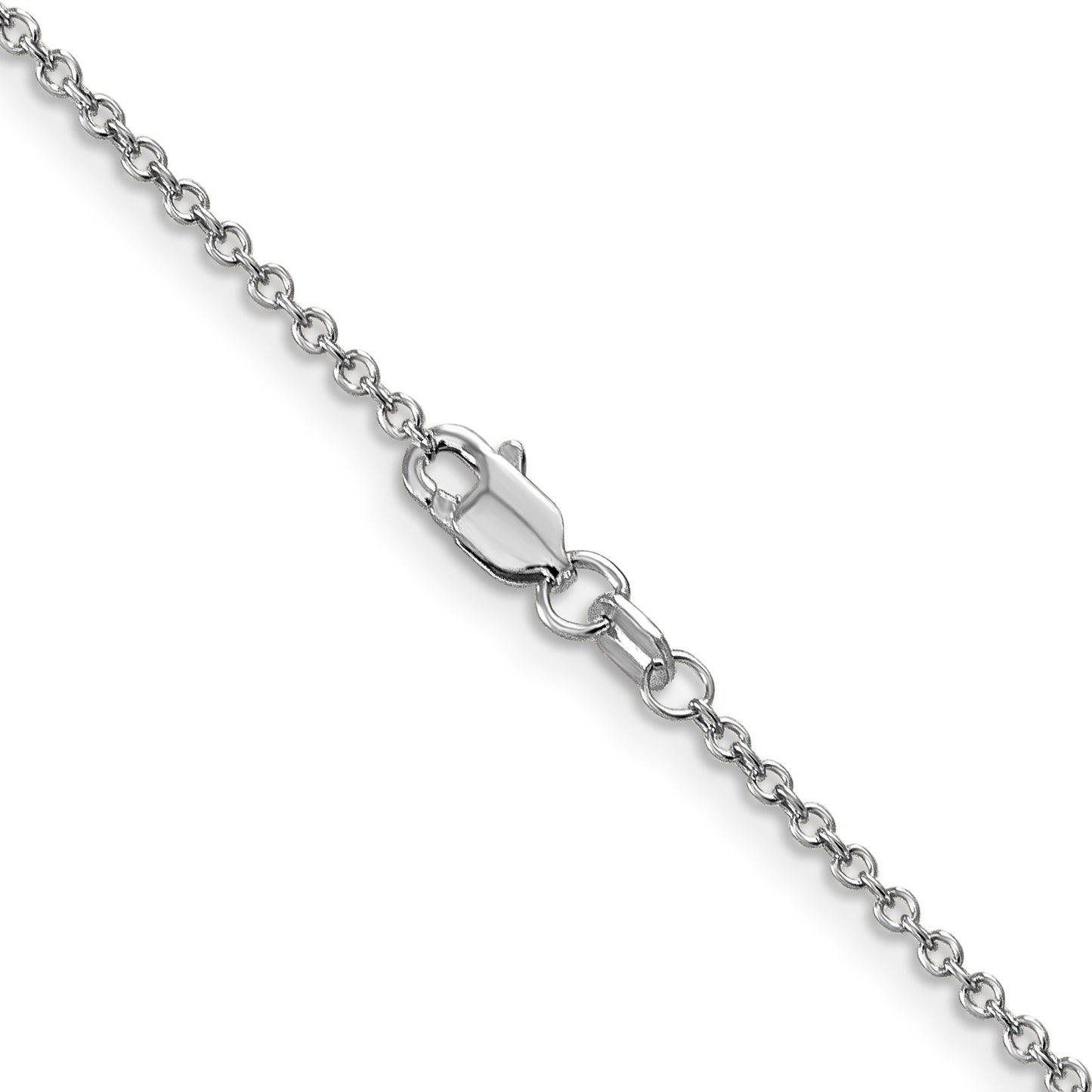 14K White Gold 30 inch 1.4mm Round Open Wide Link Cable with Lobster Clasp Chain