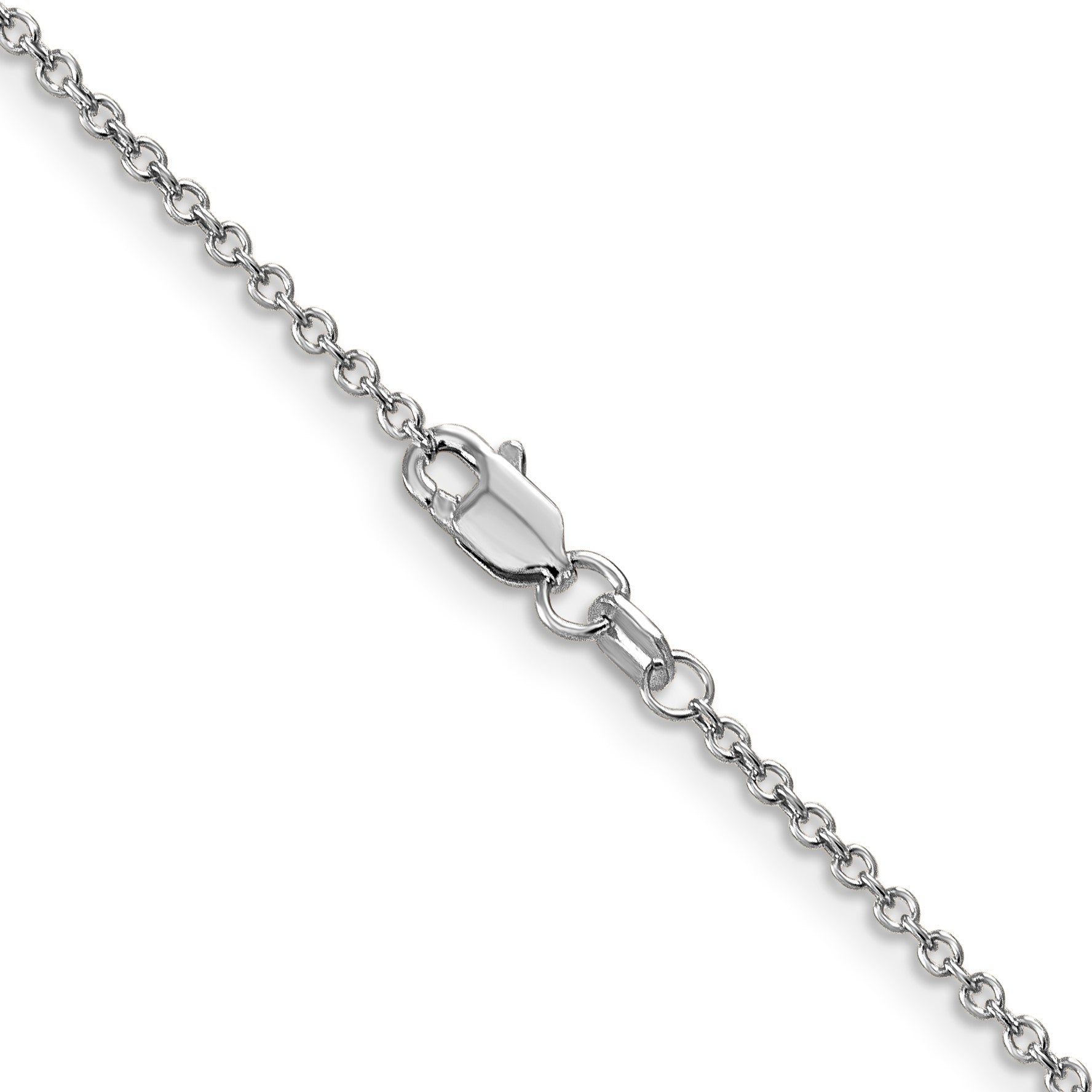 14K White Gold 30 inch 1.4mm Round Open Wide Link Cable with Lobster Clasp Chain