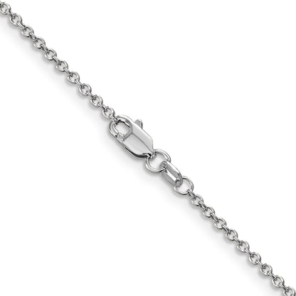 14K White Gold 30 inch 1.4mm Round Open Wide Link Cable with Lobster Clasp Chain