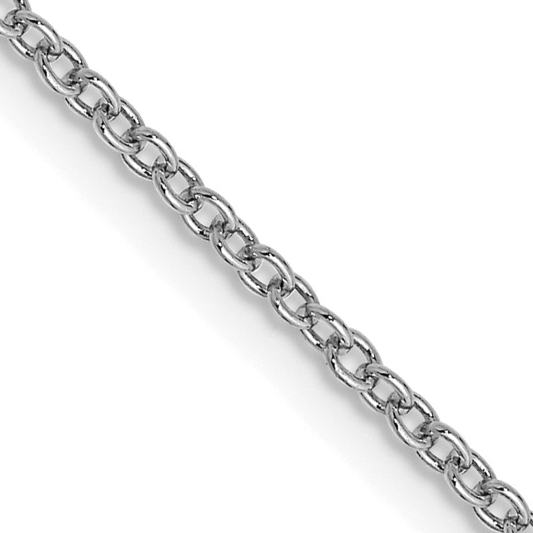 14K White Gold 20 inch 1.4mm Round Open Wide Link Cable with Lobster Clasp Chain