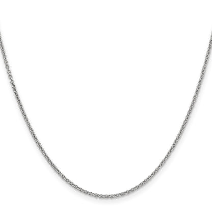 14K White Gold 22 inch 1.6mm Round Open Link Cable with Lobster Clasp Chain