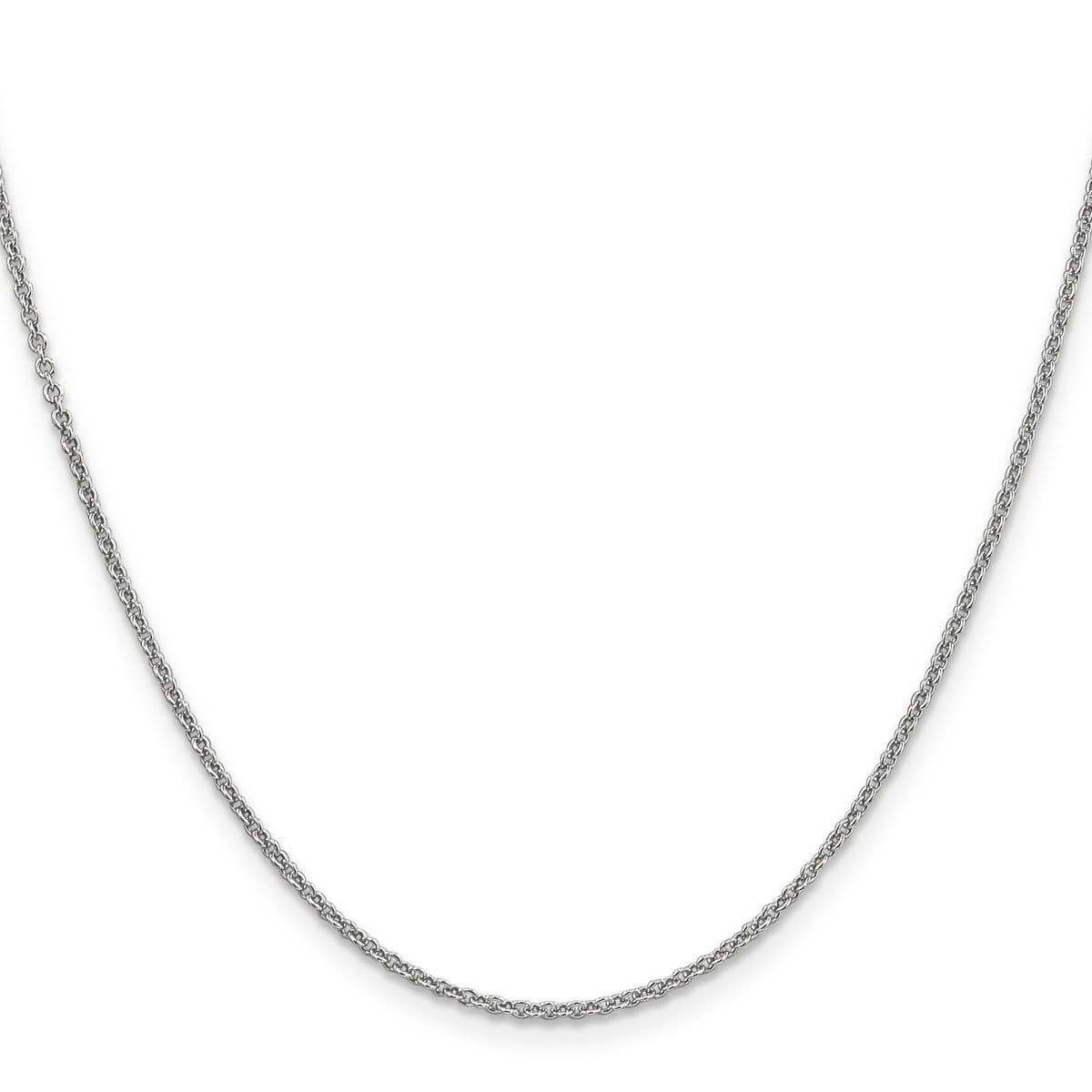 14K White Gold 20 inch 1.6mm Round Open Link Cable with Lobster Clasp Chain