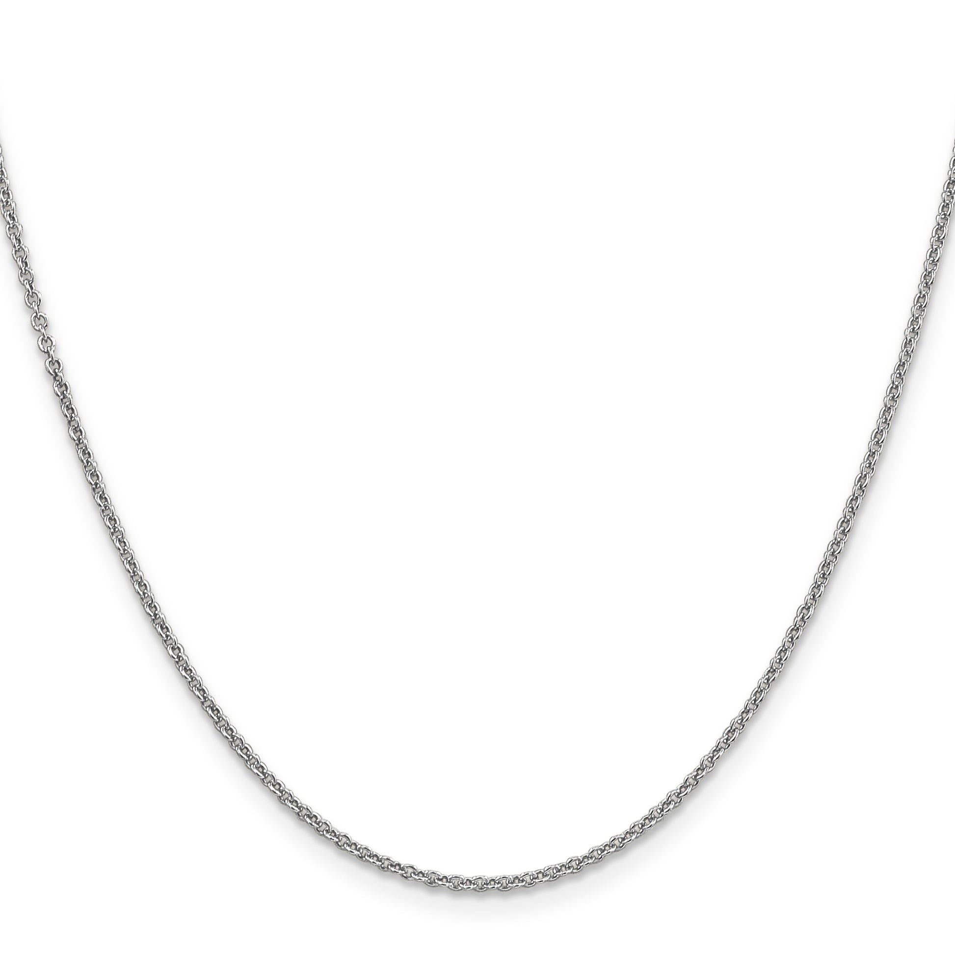 14K White Gold 16 inch 1.6mm Round Open Link Cable with Lobster Clasp Chain