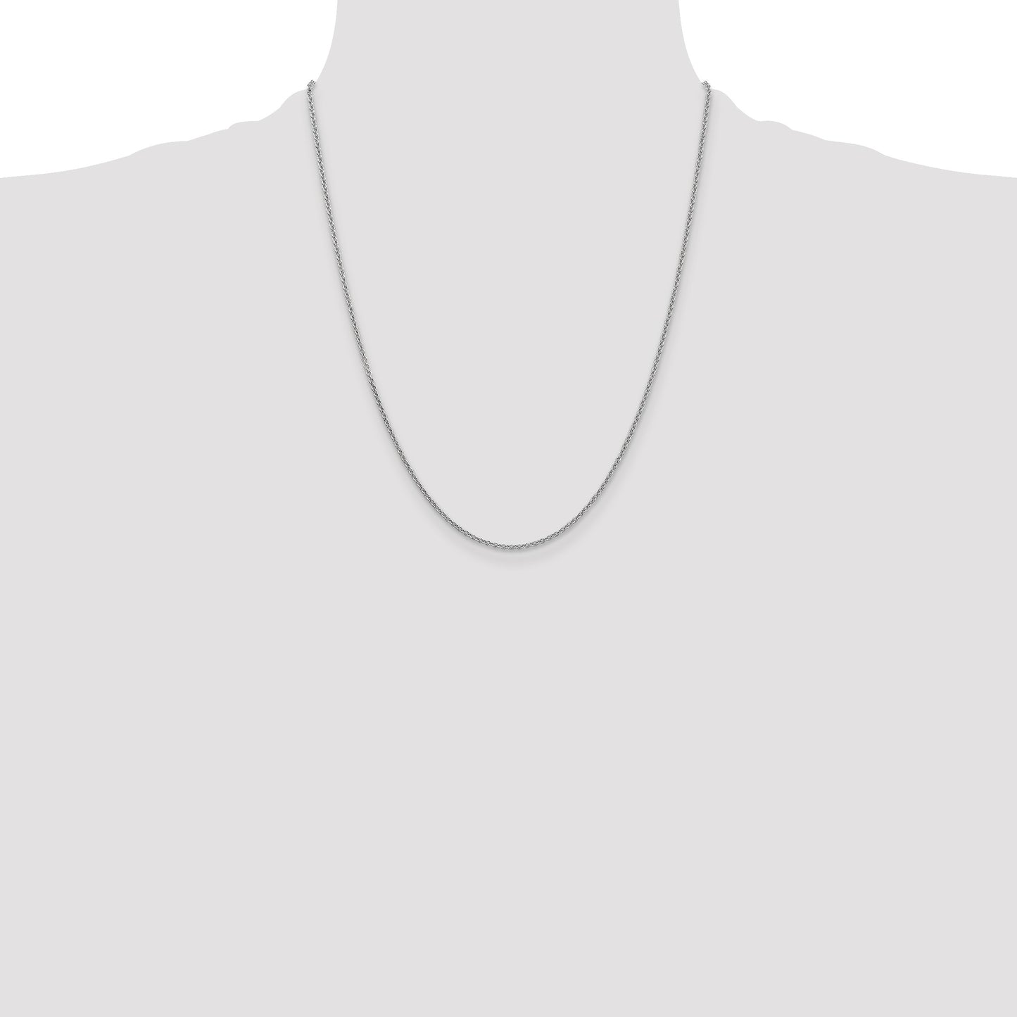 14K White Gold 22 inch 1.6mm Round Open Link Cable with Lobster Clasp Chain