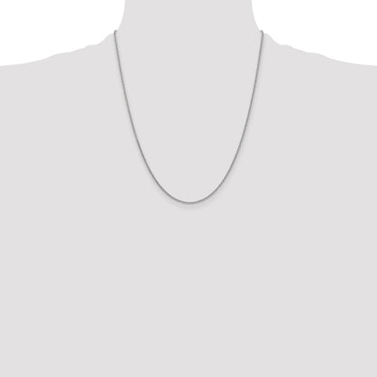 14K White Gold 22 inch 1.6mm Round Open Link Cable with Lobster Clasp Chain