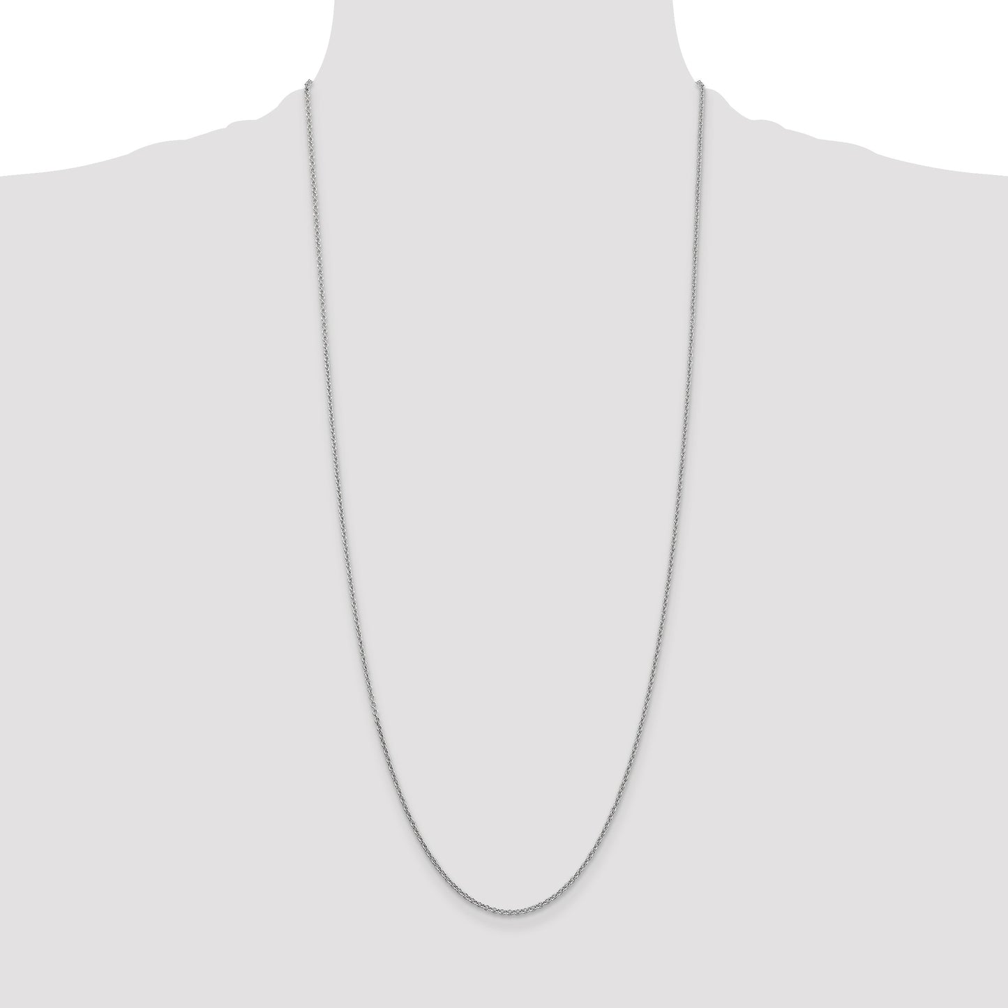 14K White Gold 30 inch 1.6mm Round Open Link Cable with Lobster Clasp Chain