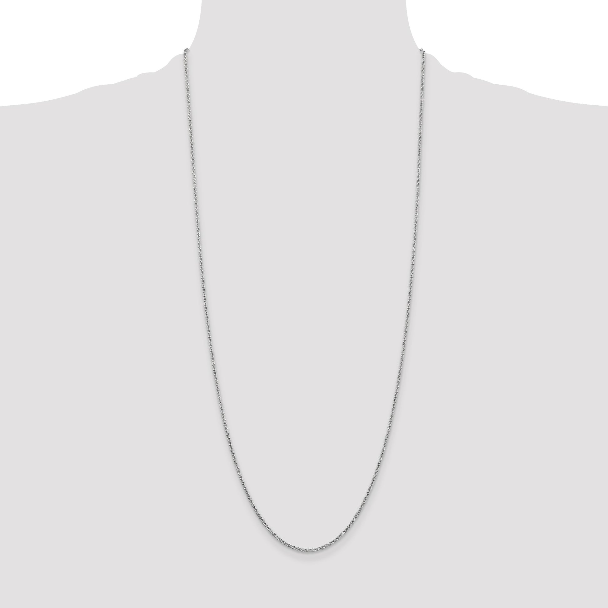 14K White Gold 30 inch 1.6mm Round Open Link Cable with Lobster Clasp Chain