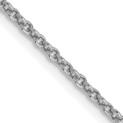 14K White Gold 22 inch 1.6mm Round Open Link Cable with Lobster Clasp Chain