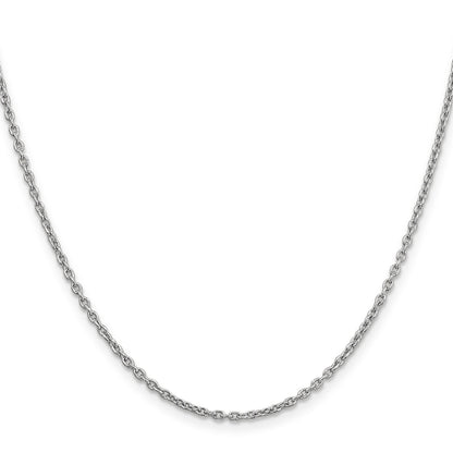 14K White Gold 30 inch 2mm Round Open Link Cable with Lobster Clasp Chain