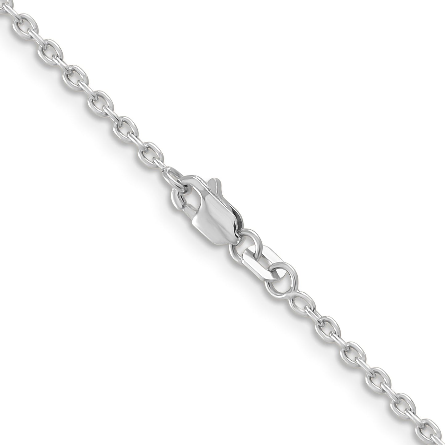 14K White Gold 30 inch 2mm Round Open Link Cable with Lobster Clasp Chain