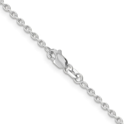 14K White Gold 30 inch 2mm Round Open Link Cable with Lobster Clasp Chain