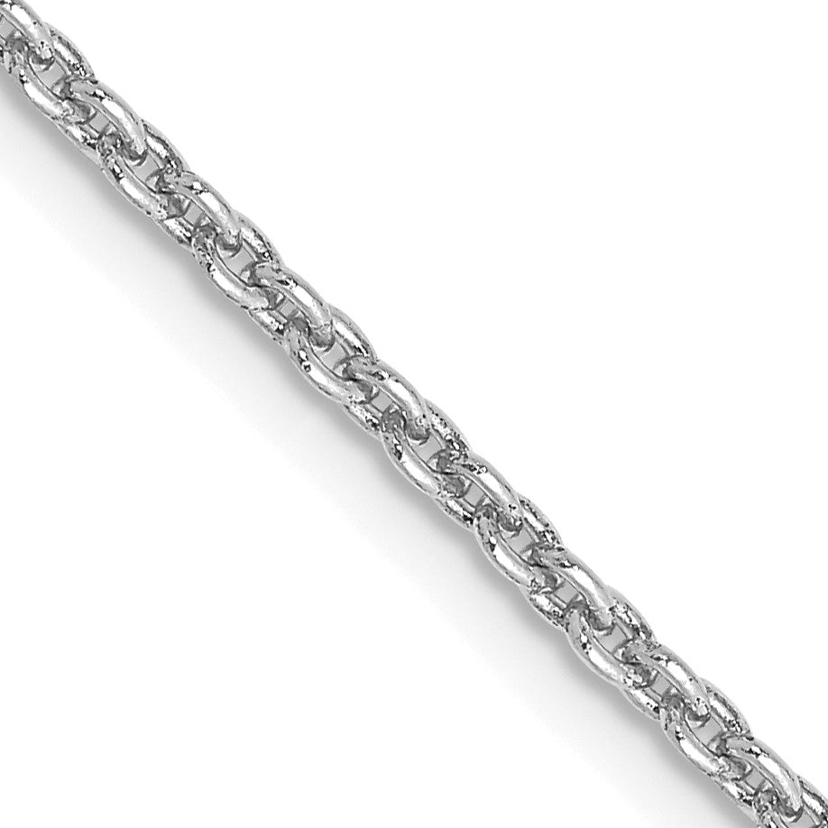 14K White Gold 18 inch 2mm Round Open Link Cable with Lobster Clasp Chain