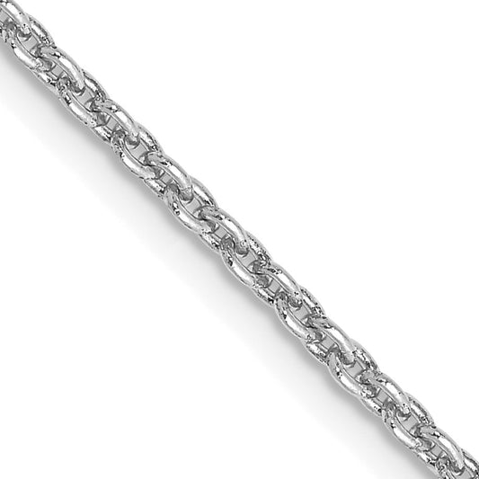 14K White Gold 24 inch 2mm Round Open Link Cable with Lobster Clasp Chain