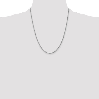 14K White Gold 22 inch 2.4mm Round Open Link Cable with Lobster Clasp Chain
