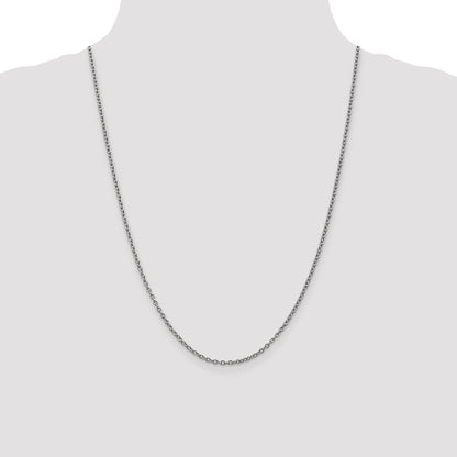 14K White Gold 24 inch 2.4mm Round Open Link Cable with Lobster Clasp Chain