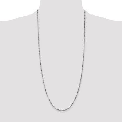 14K White Gold 30 inch 2.4mm Round Open Link Cable with Lobster Clasp Chain