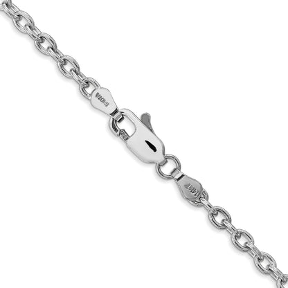 14K White Gold 18 inch 3.2mm Round Open Link Cable with Lobster Clasp Chain