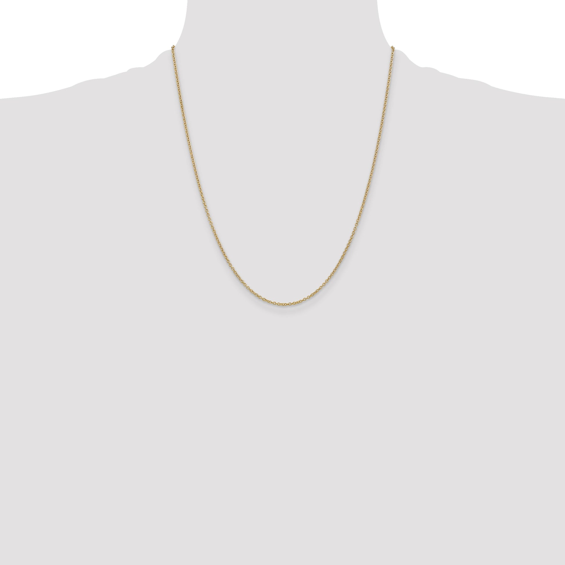 14K 22 inch 1.4mm Round Open Wide Link Cable with Lobster Clasp Chain