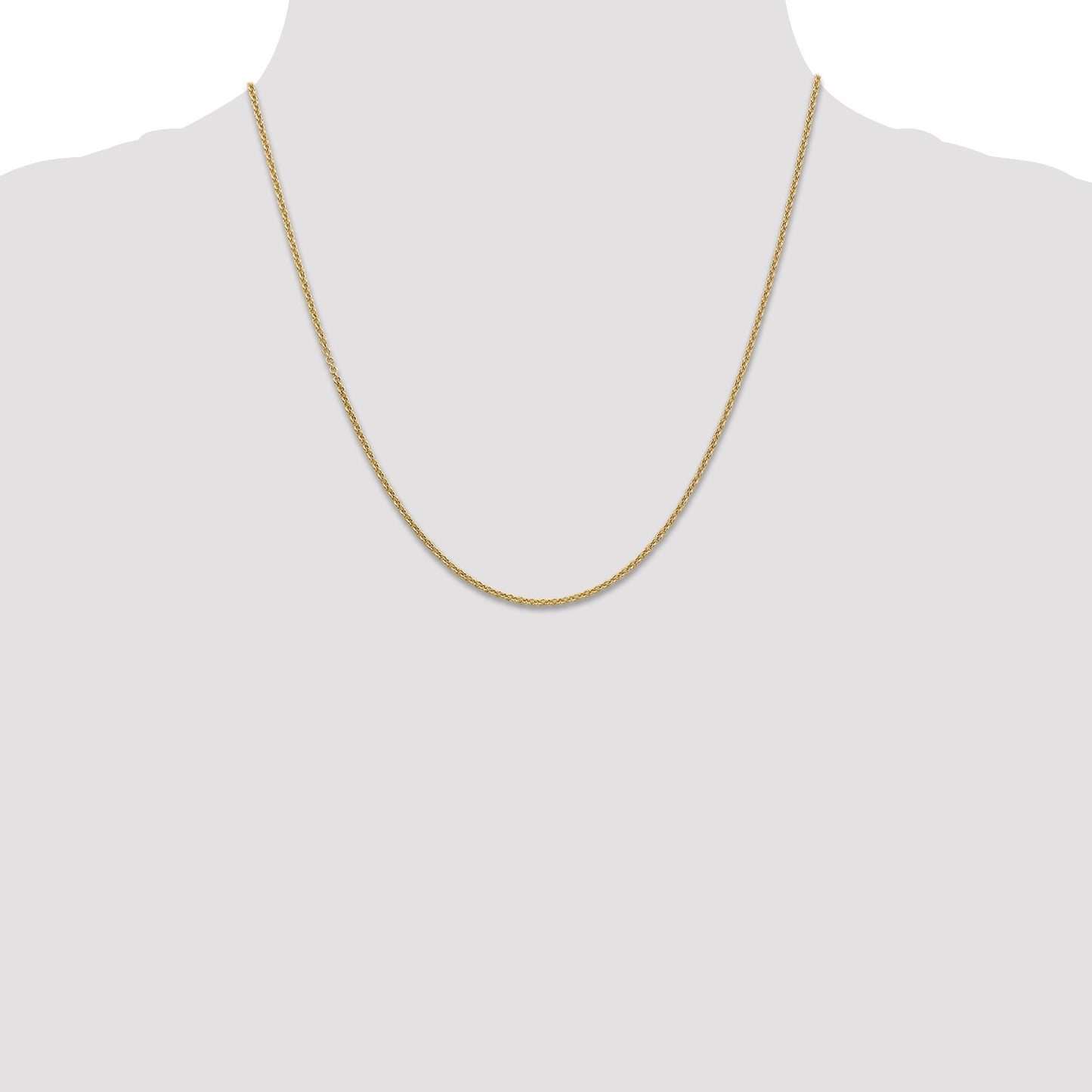 14K 20 inch 1.6mm Round Open Link Cable with Lobster Clasp Chain