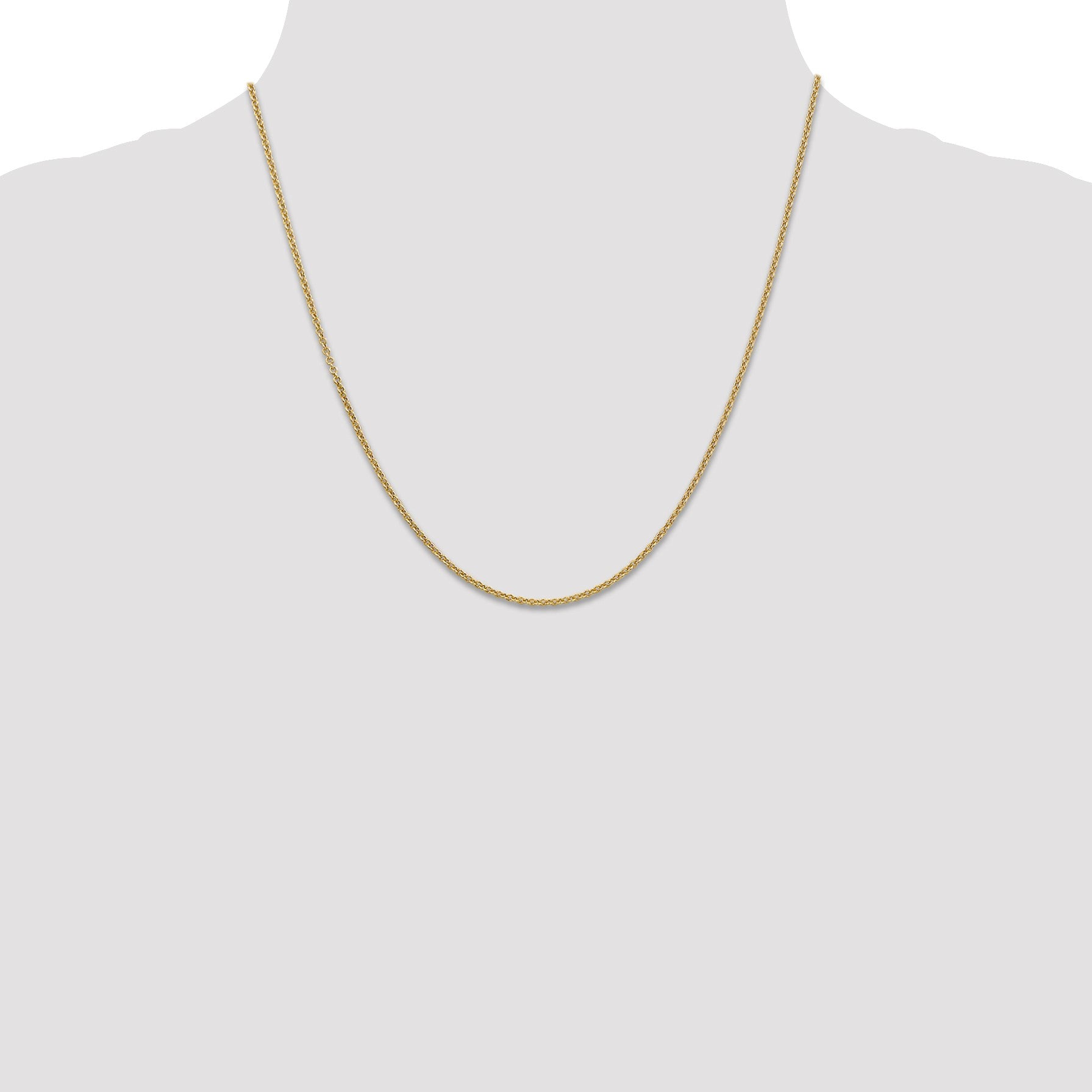 14K 20 inch 1.6mm Round Open Link Cable with Lobster Clasp Chain