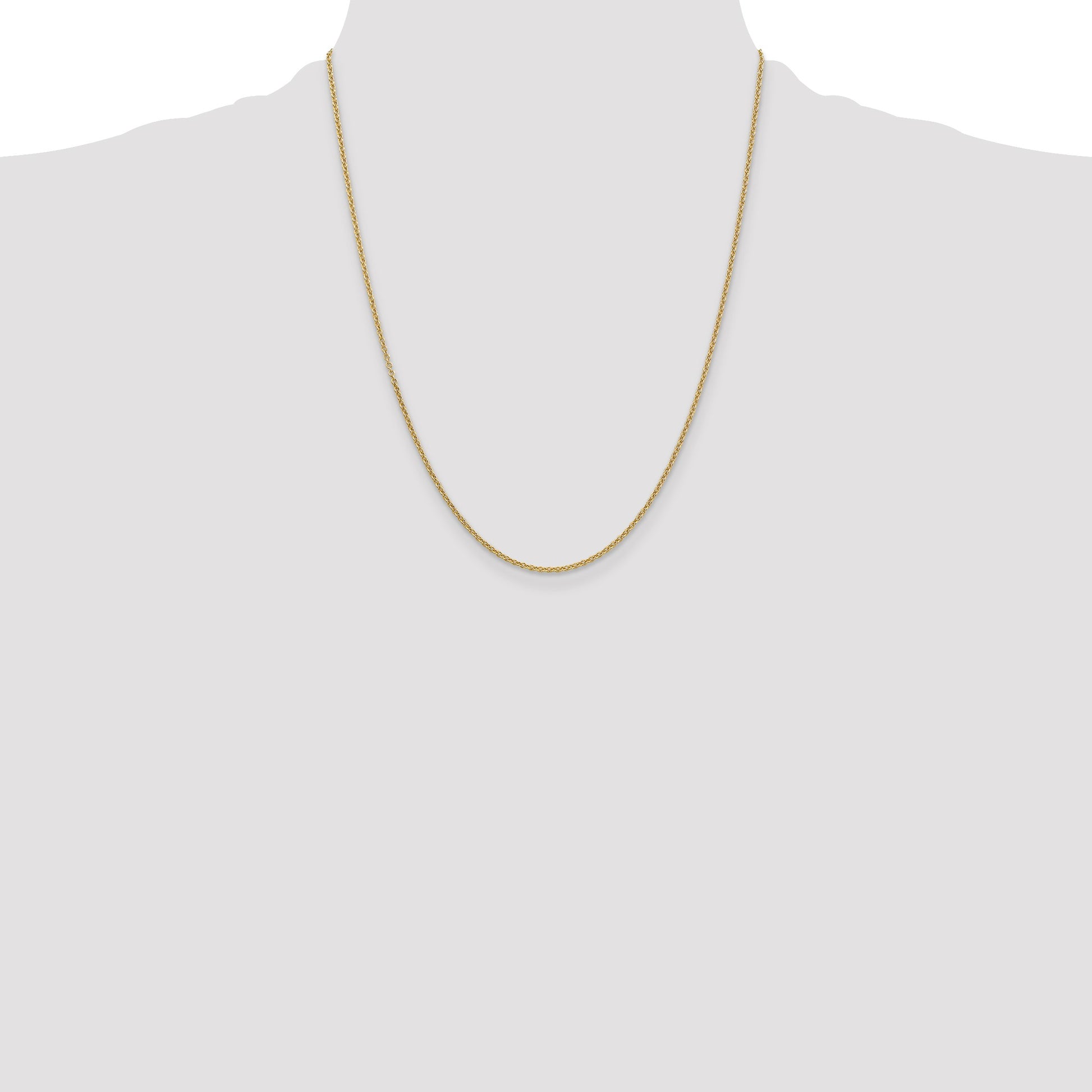 14K 22 inch 1.6mm Round Open Link Cable with Lobster Clasp Chain