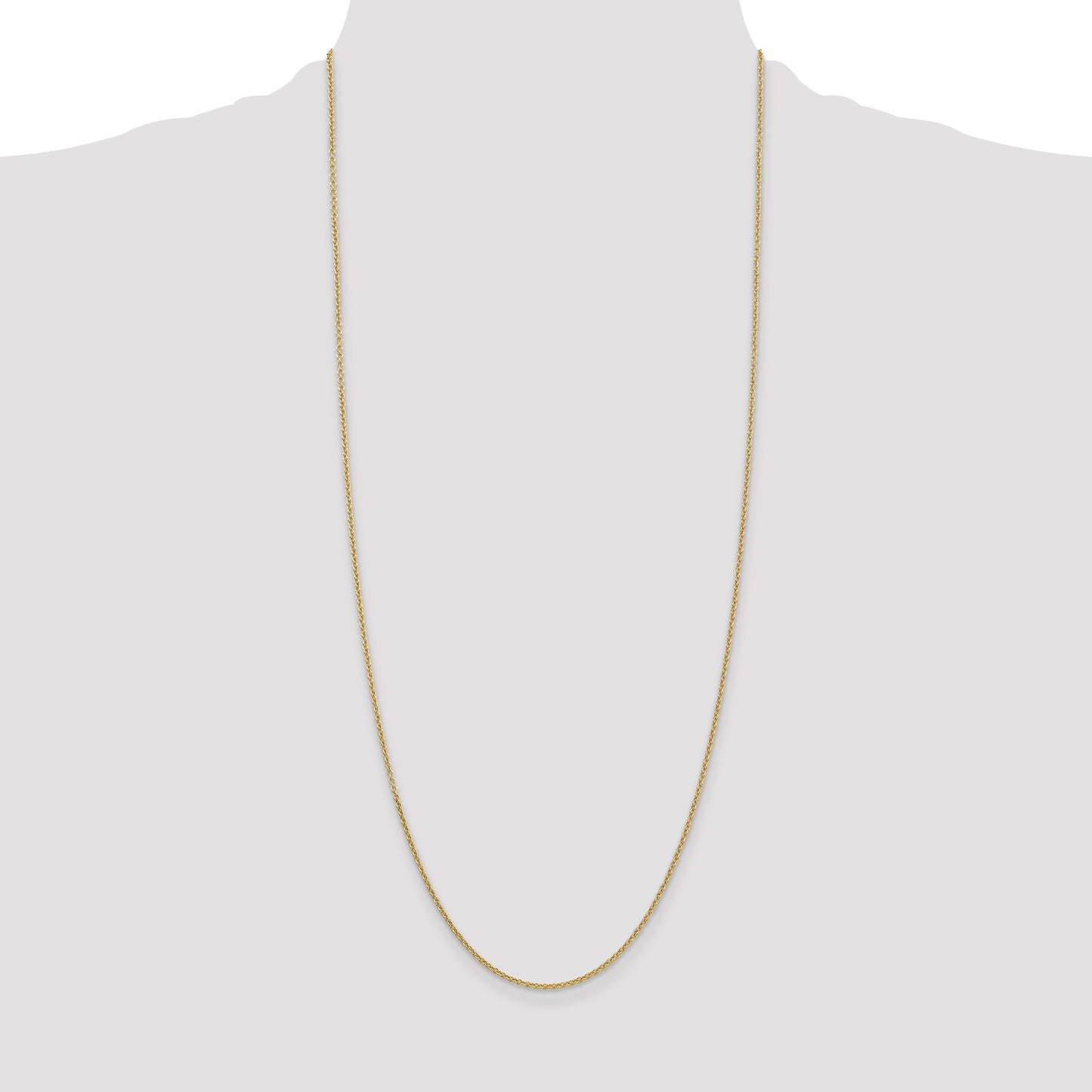 14K 30 inch 1.6mm Round Open Link Cable with Lobster Clasp Chain