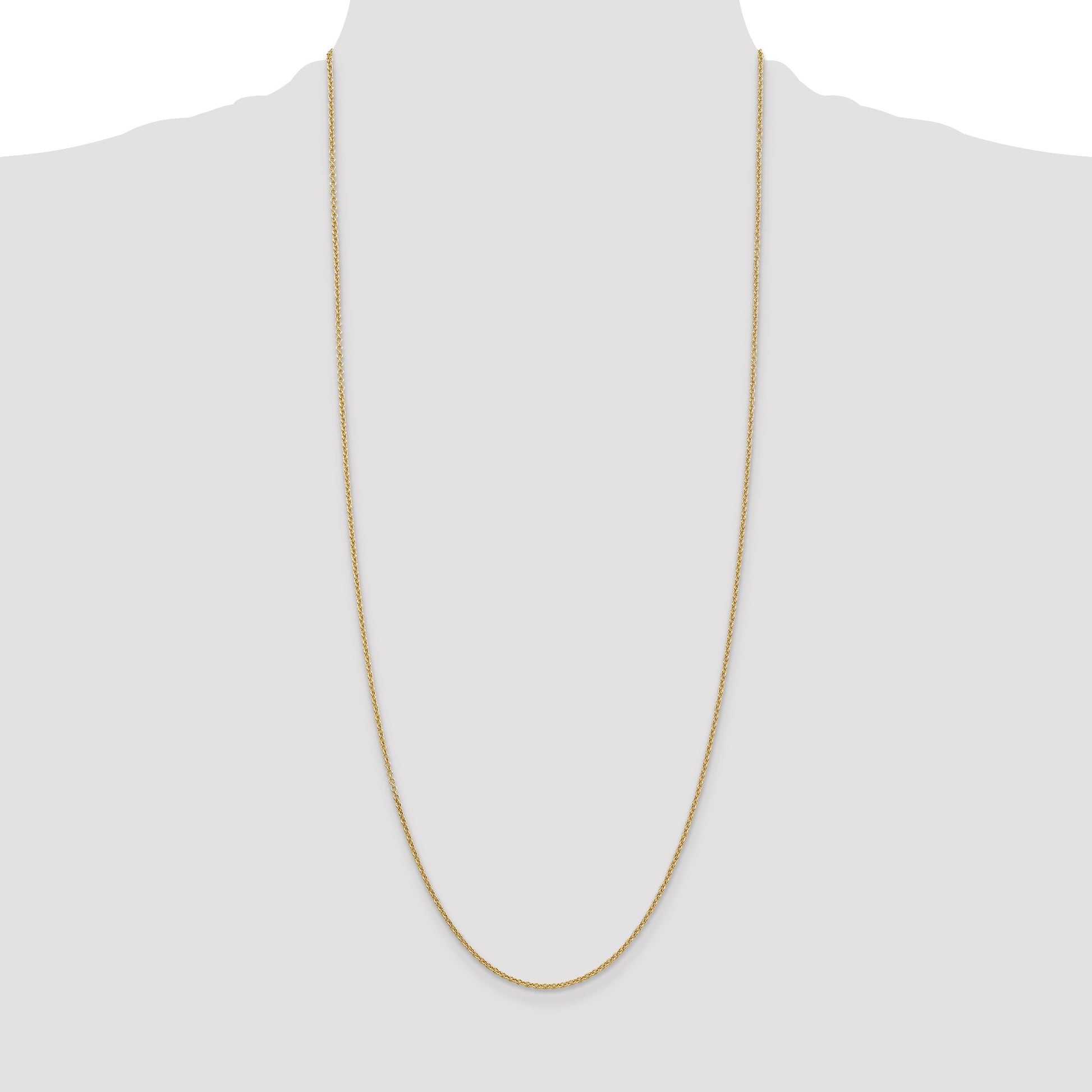 14K 30 inch 1.6mm Round Open Link Cable with Lobster Clasp Chain