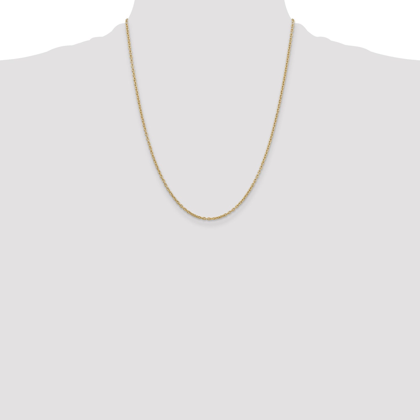 14K 22 inch 2mm Round Open Link Cable with Lobster Clasp Chain