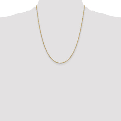 14K 22 inch 2mm Round Open Link Cable with Lobster Clasp Chain