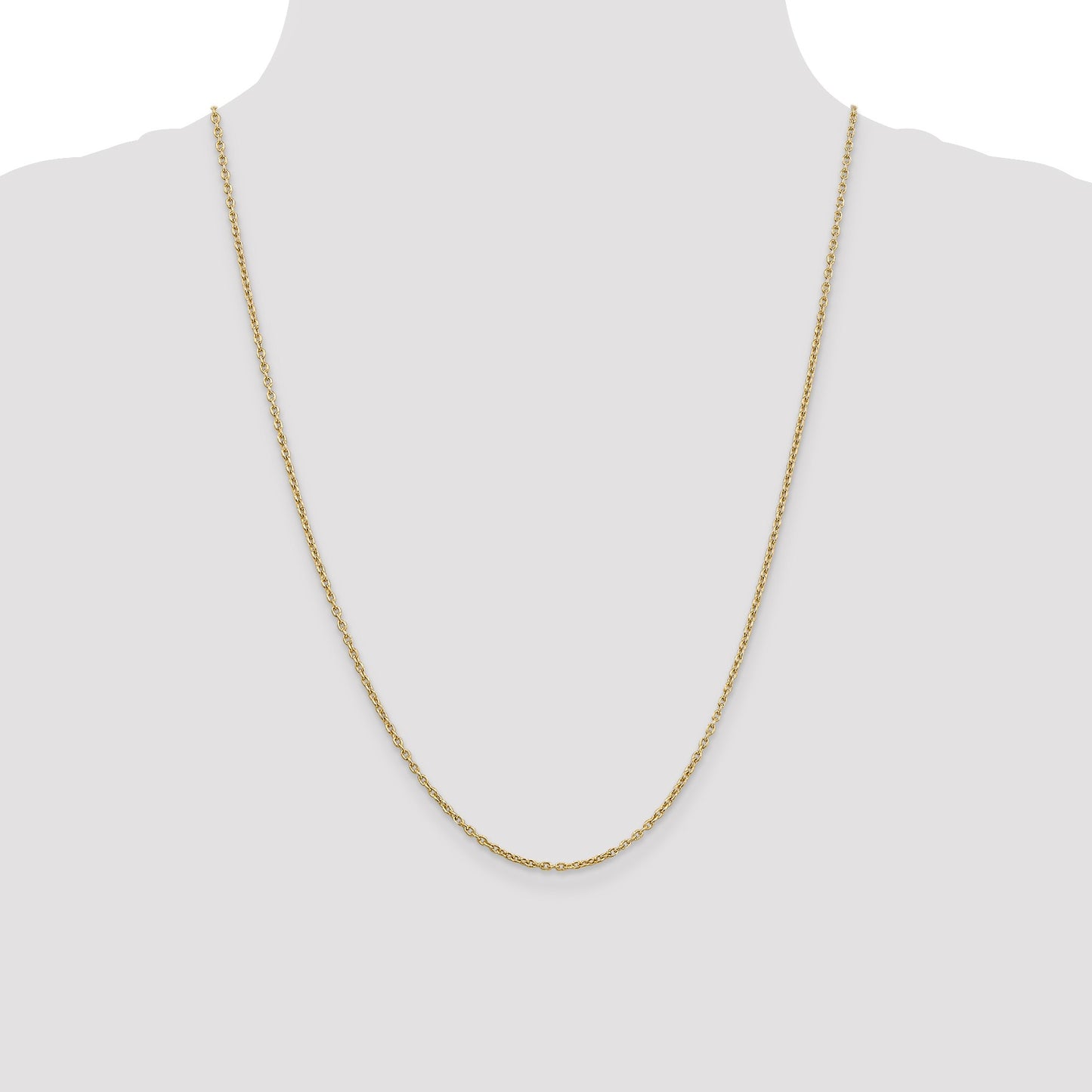14K 24 inch 2mm Round Open Link Cable with Lobster Clasp Chain
