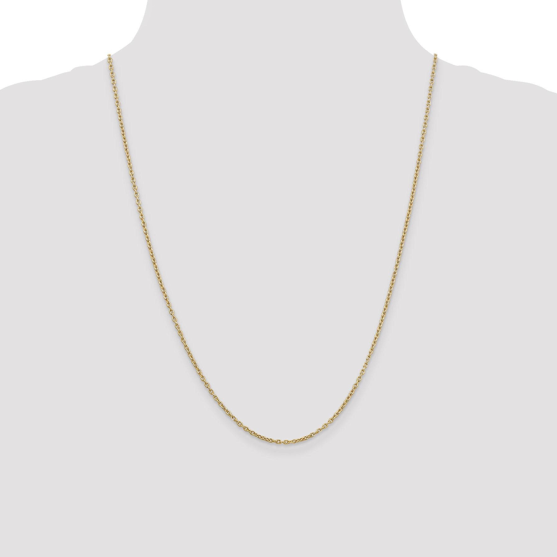 14K 24 inch 2mm Round Open Link Cable with Lobster Clasp Chain