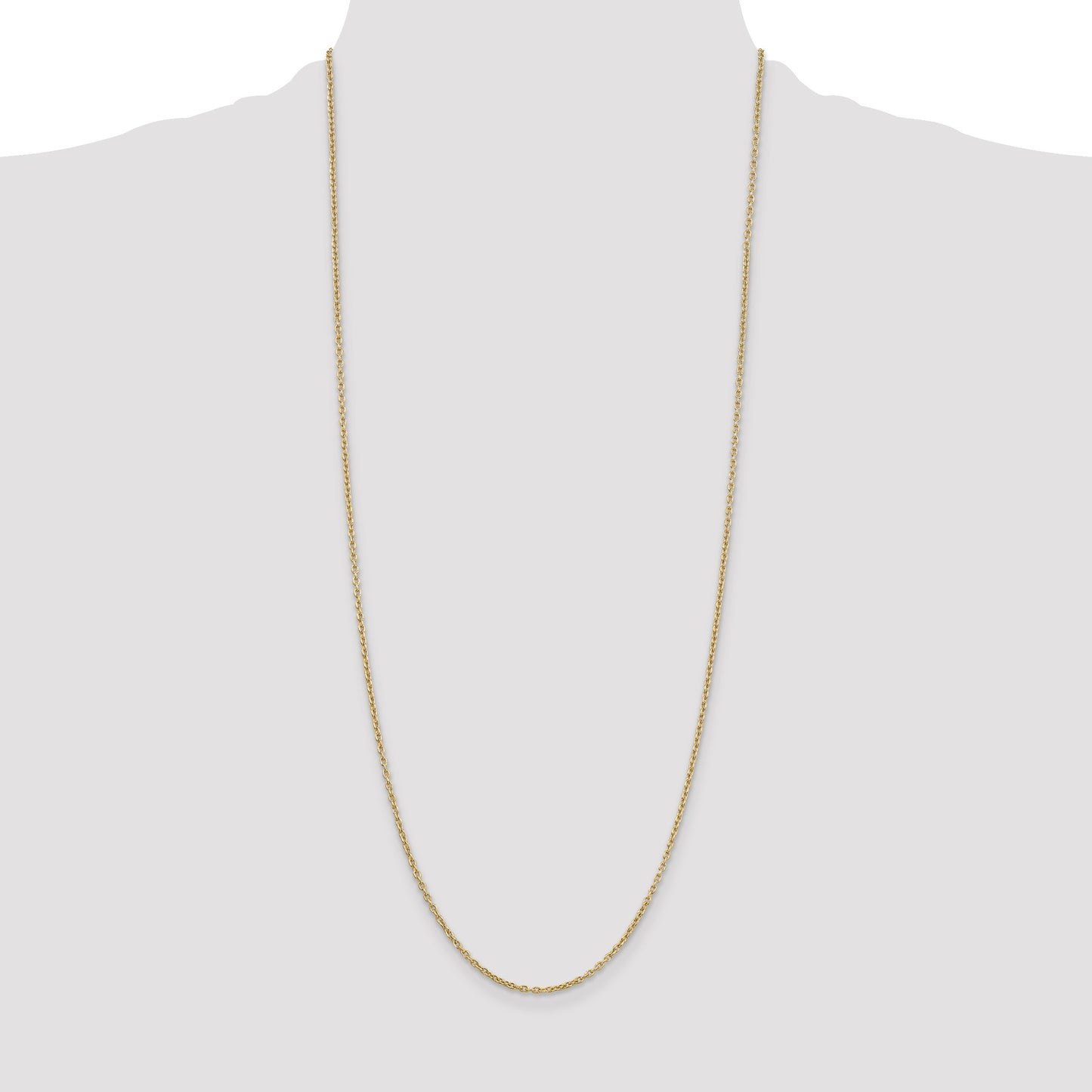 14K 30 inch 2mm Round Open Link Cable with Lobster Clasp Chain