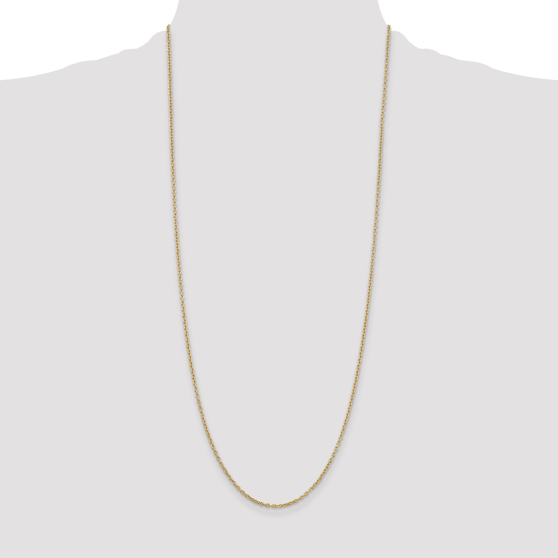 14K 30 inch 2mm Round Open Link Cable with Lobster Clasp Chain