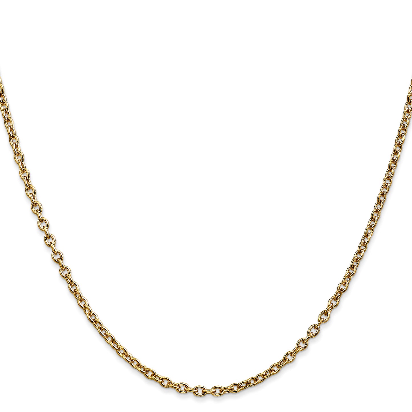 14K 22 inch 2.4mm Round Open Link Cable with Lobster Clasp Chain