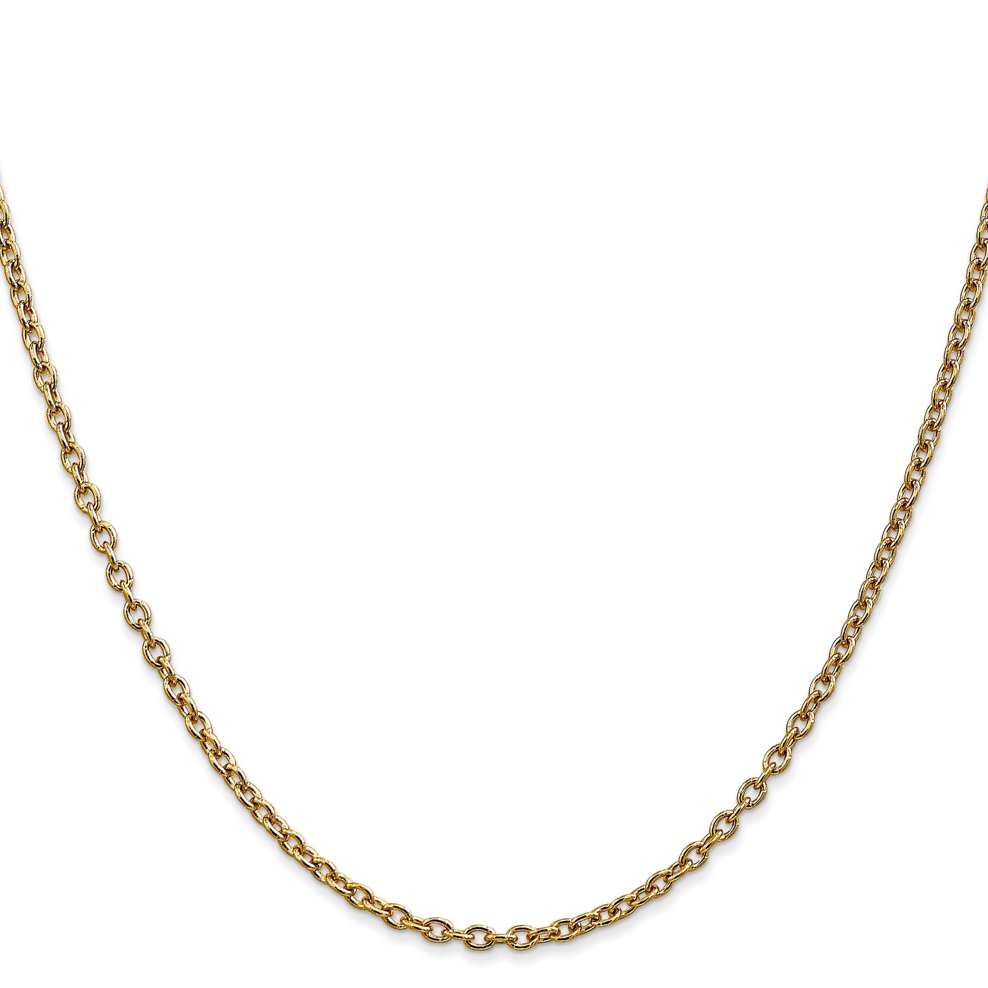 14K 22 inch 2.4mm Round Open Link Cable with Lobster Clasp Chain