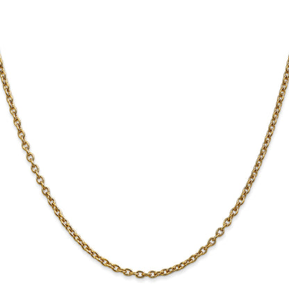 14K 22 inch 2.4mm Round Open Link Cable with Lobster Clasp Chain