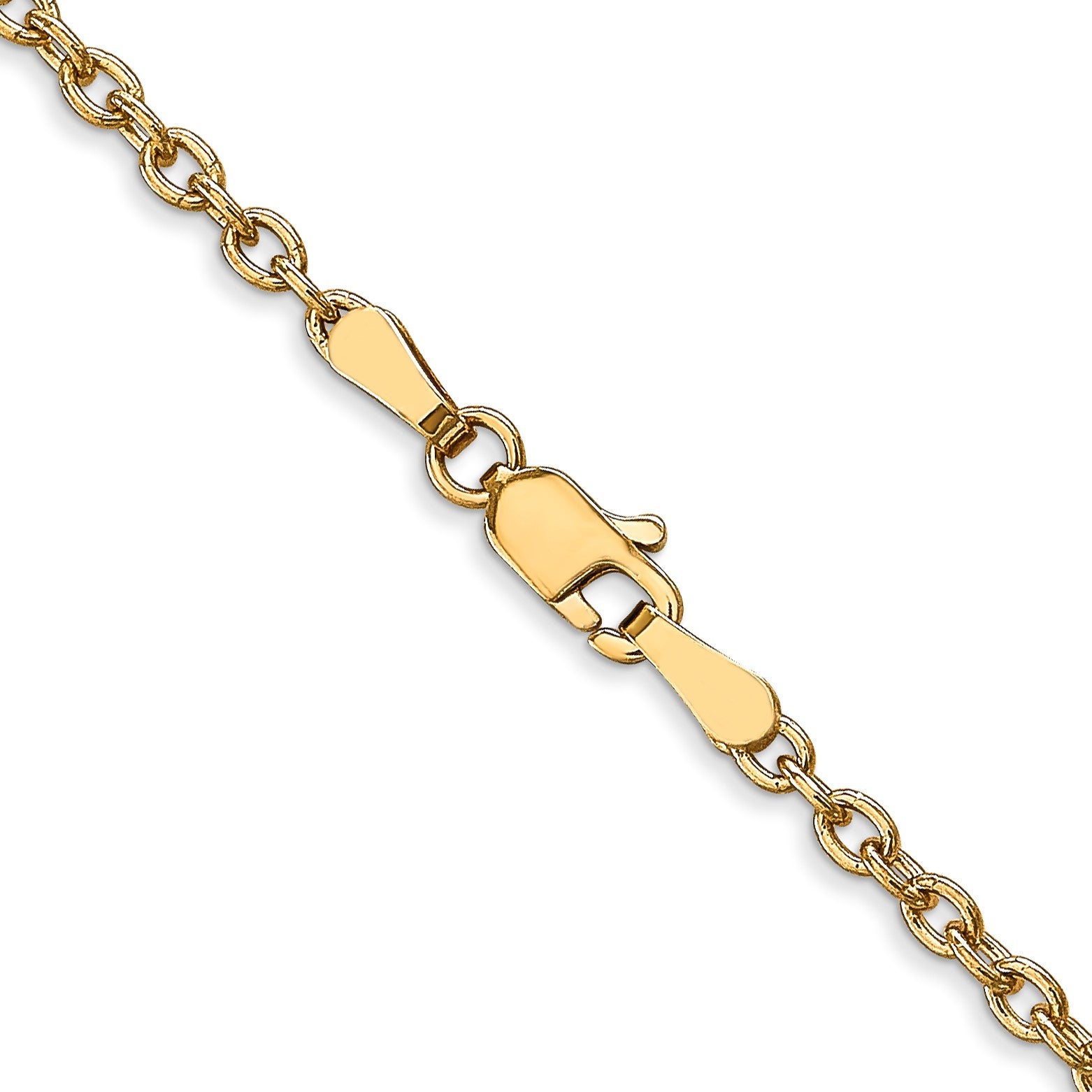 14K 24 inch 2.4mm Round Open Link Cable with Lobster Clasp Chain