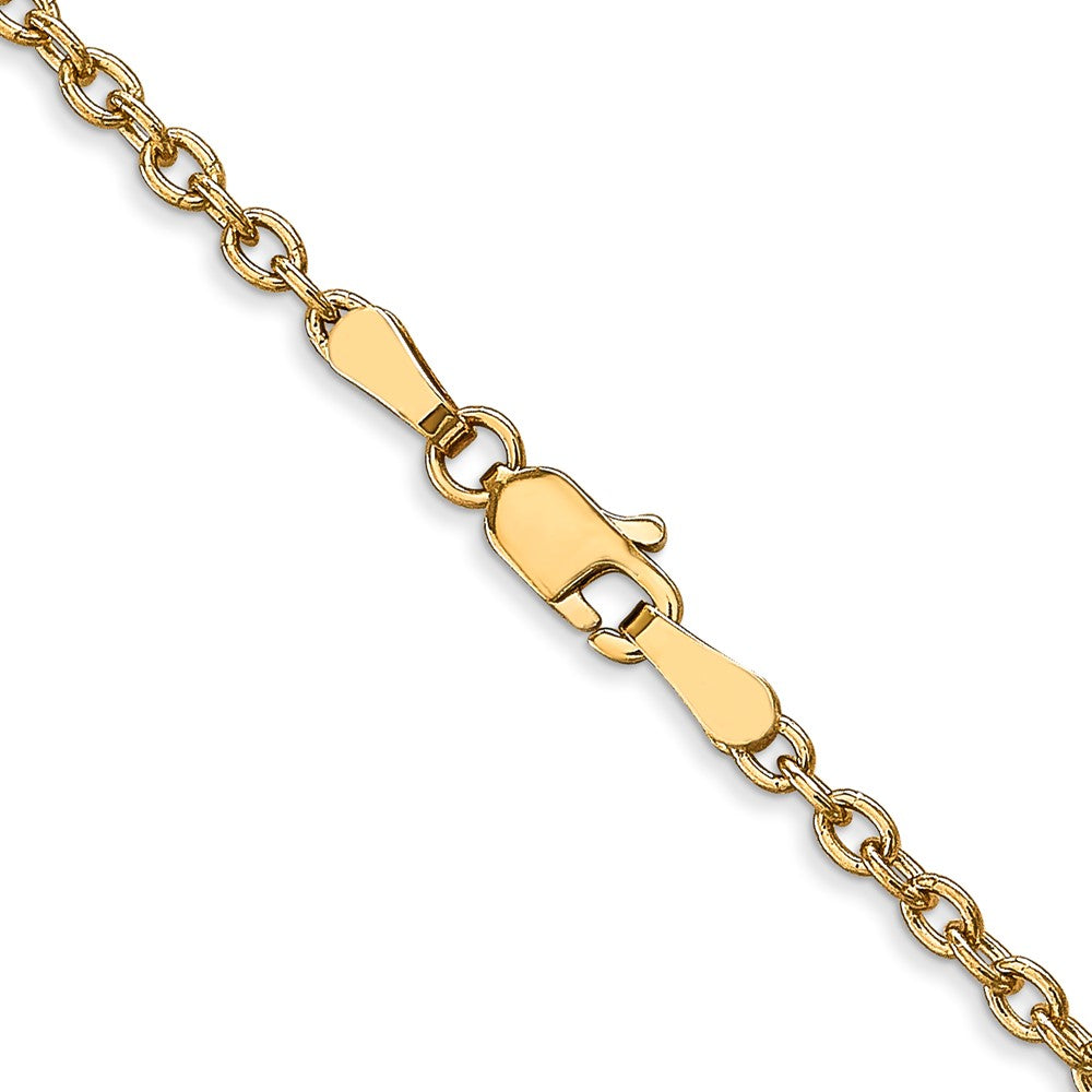 14K 16 inch 2.4mm Round Open Link Cable with Lobster Clasp Chain