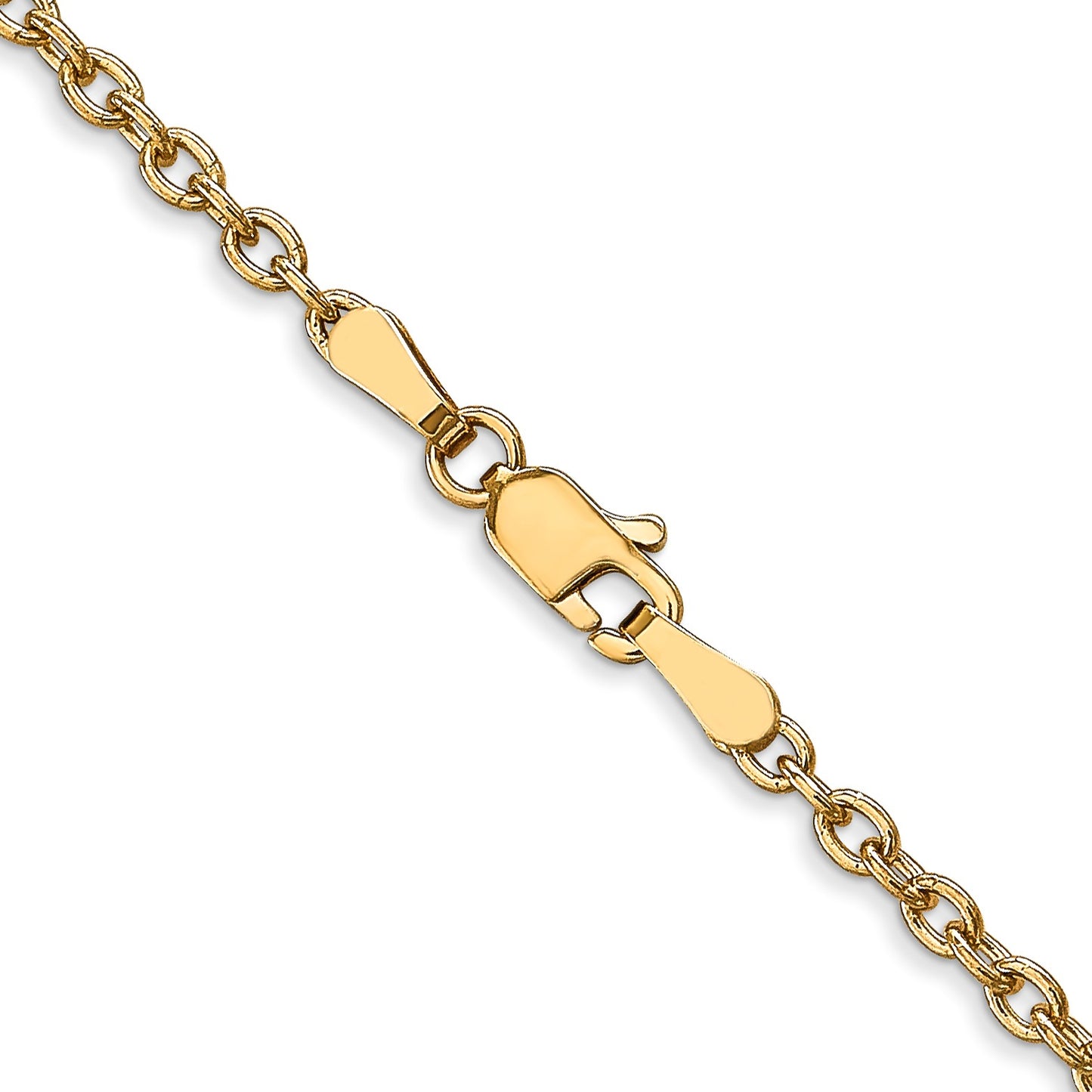 14K 18 inch 2.4mm Round Open Link Cable with Lobster Clasp Chain