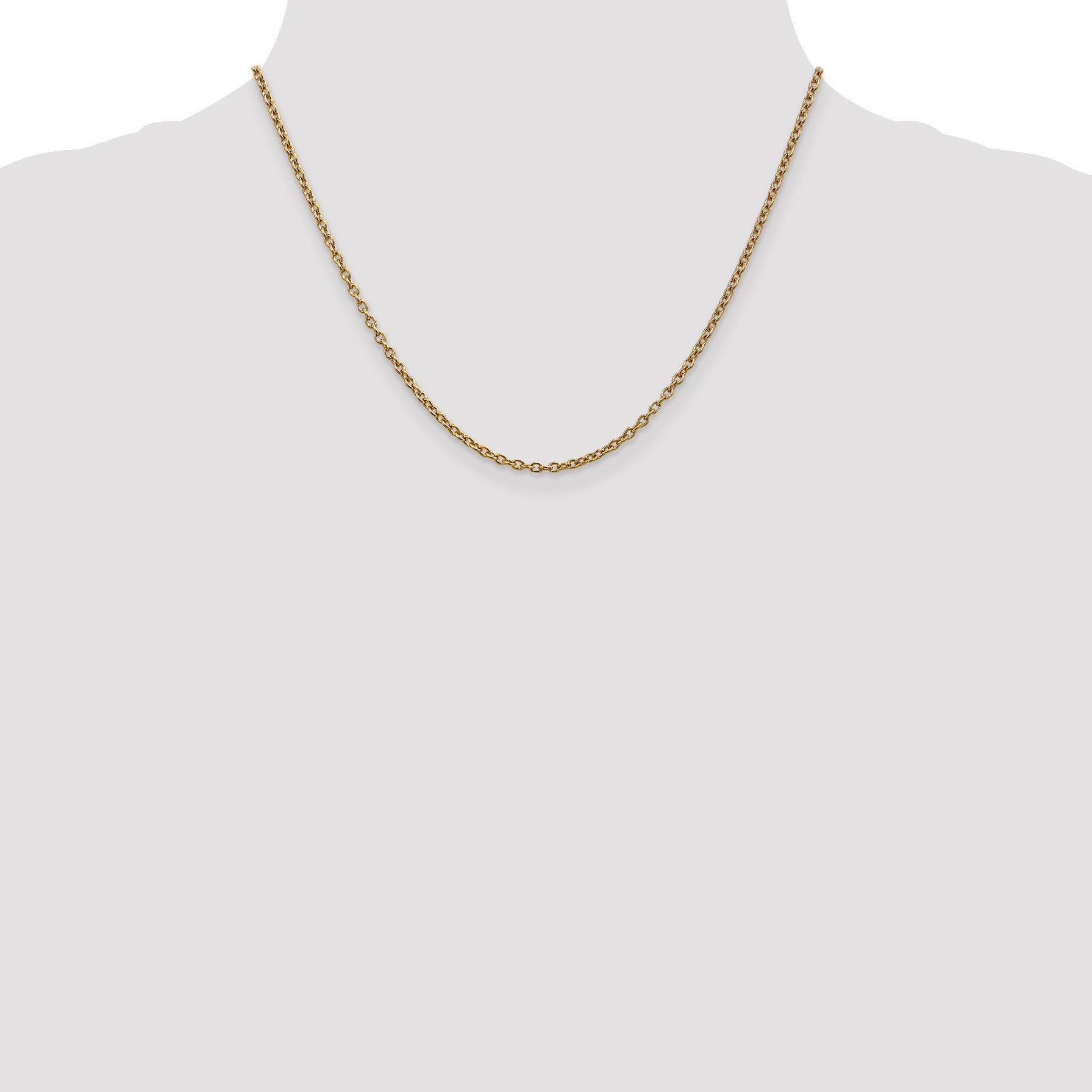 14K 18 inch 2.4mm Round Open Link Cable with Lobster Clasp Chain