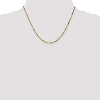 14K 18 inch 2.4mm Round Open Link Cable with Lobster Clasp Chain
