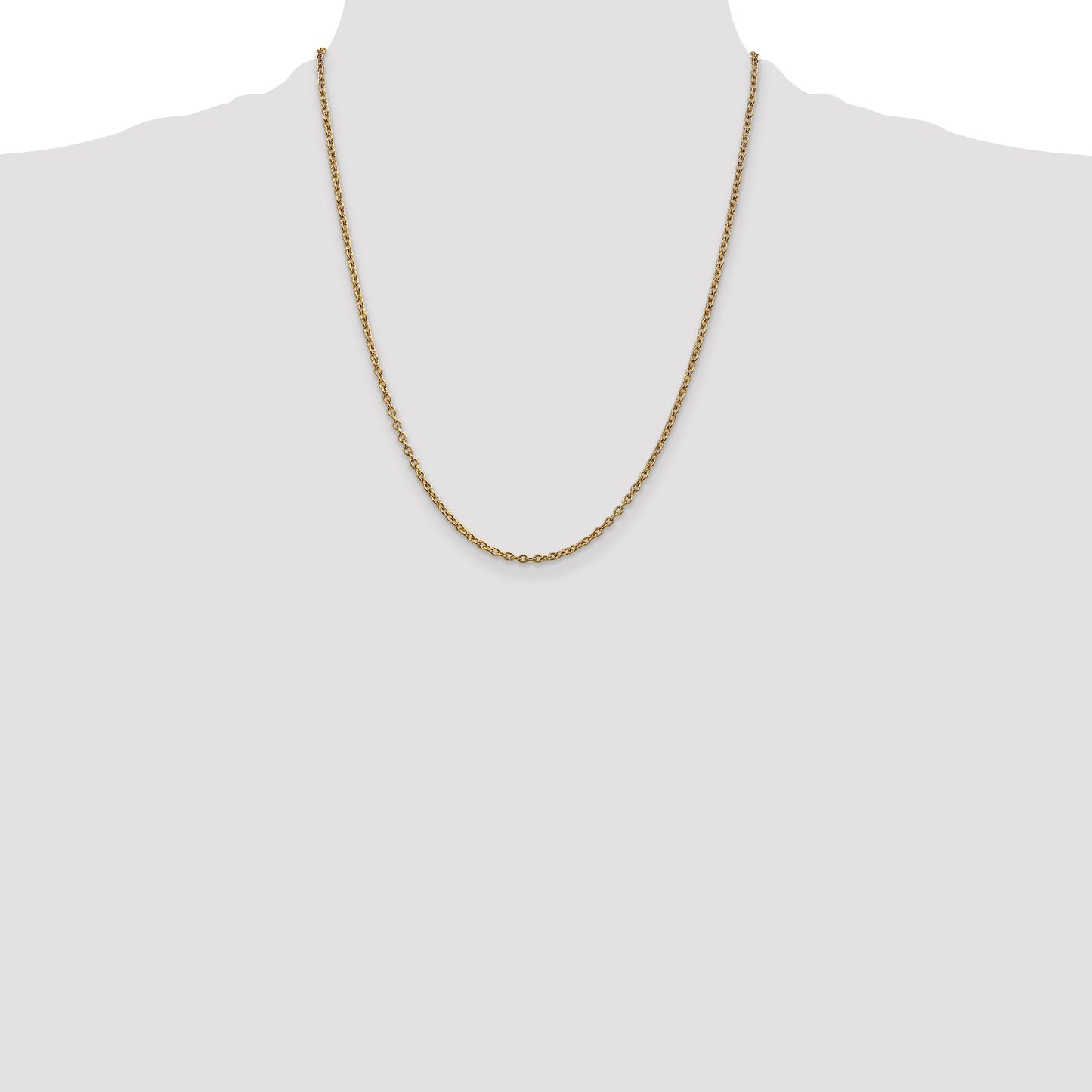 14K 22 inch 2.4mm Round Open Link Cable with Lobster Clasp Chain