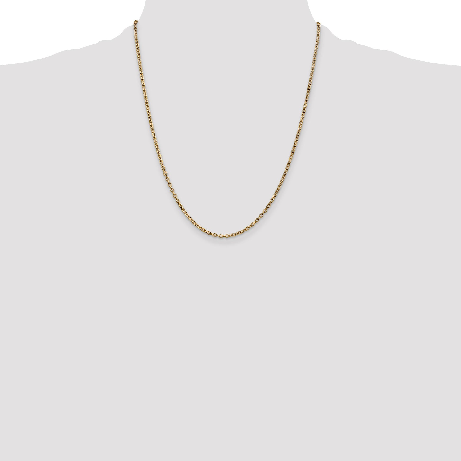 14K 22 inch 2.4mm Round Open Link Cable with Lobster Clasp Chain