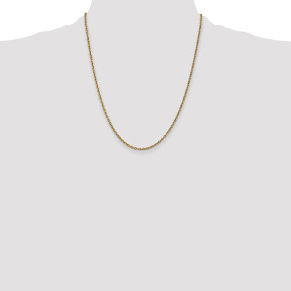 14K 22 inch 2.4mm Round Open Link Cable with Lobster Clasp Chain