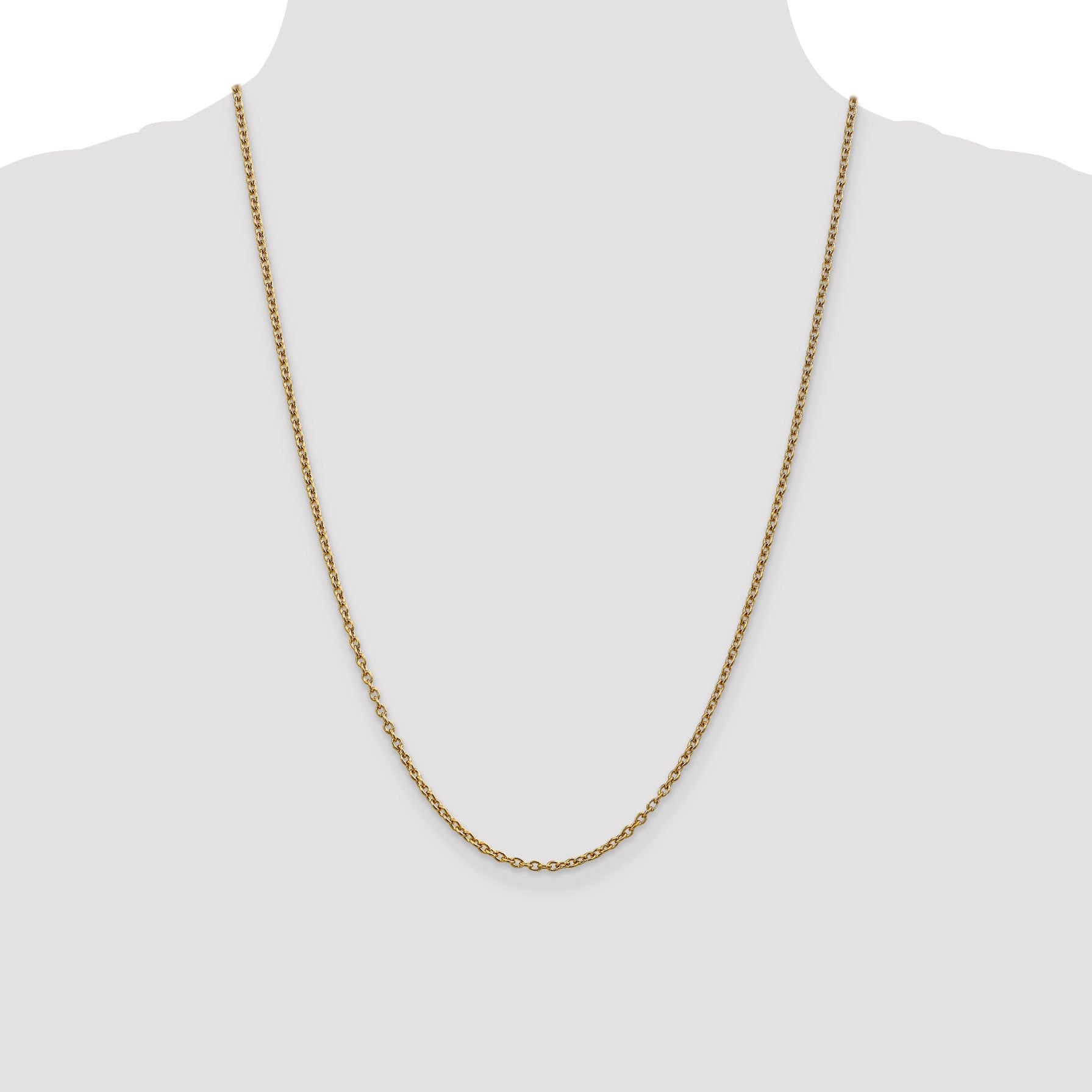 14K 24 inch 2.4mm Round Open Link Cable with Lobster Clasp Chain