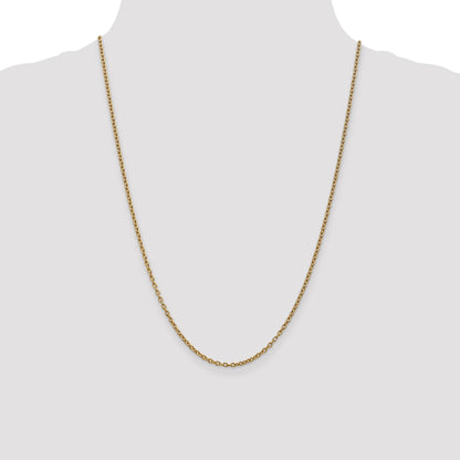 14K 24 inch 2.4mm Round Open Link Cable with Lobster Clasp Chain