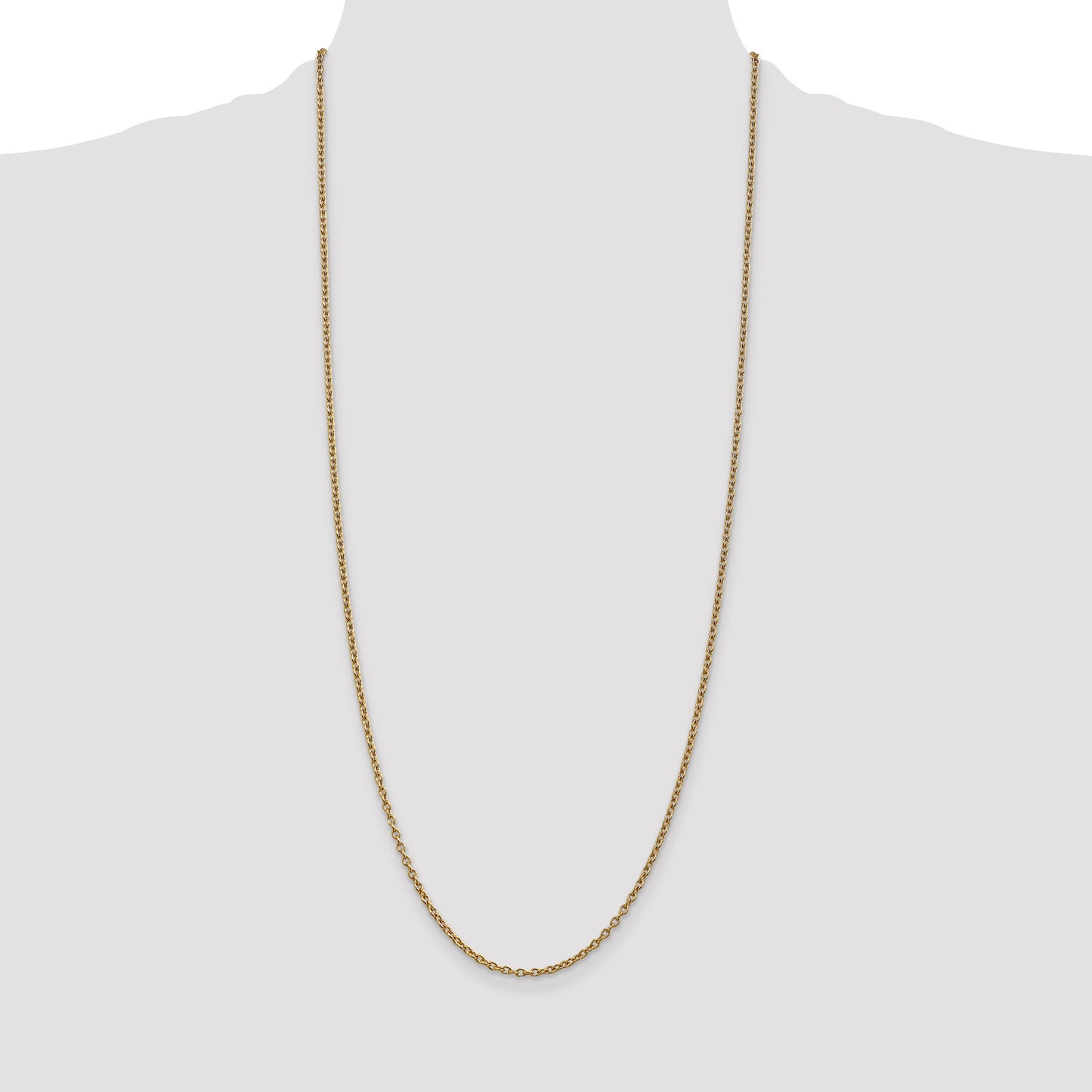 14K 30 inch 2.4mm Round Open Link Cable with Lobster Clasp Chain