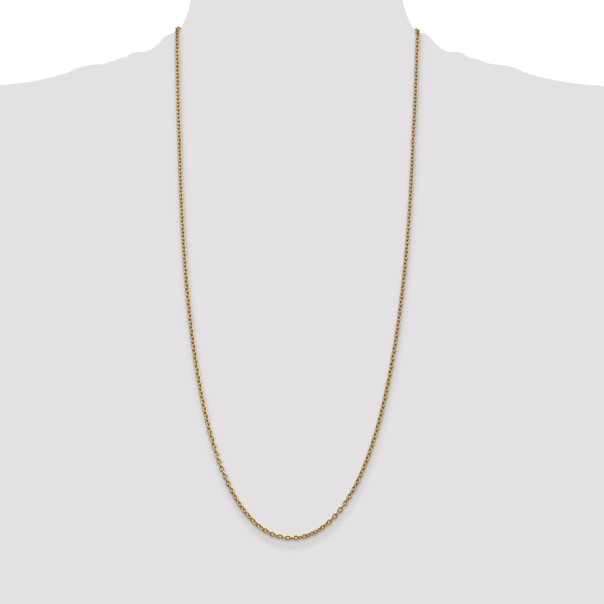 14K 30 inch 2.4mm Round Open Link Cable with Lobster Clasp Chain